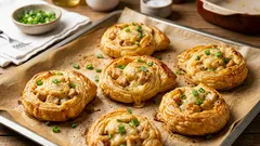 Poulet-Käse-Blätterteigschnecken aus dem Ofen – knusprig und in 20 Minuten fertig